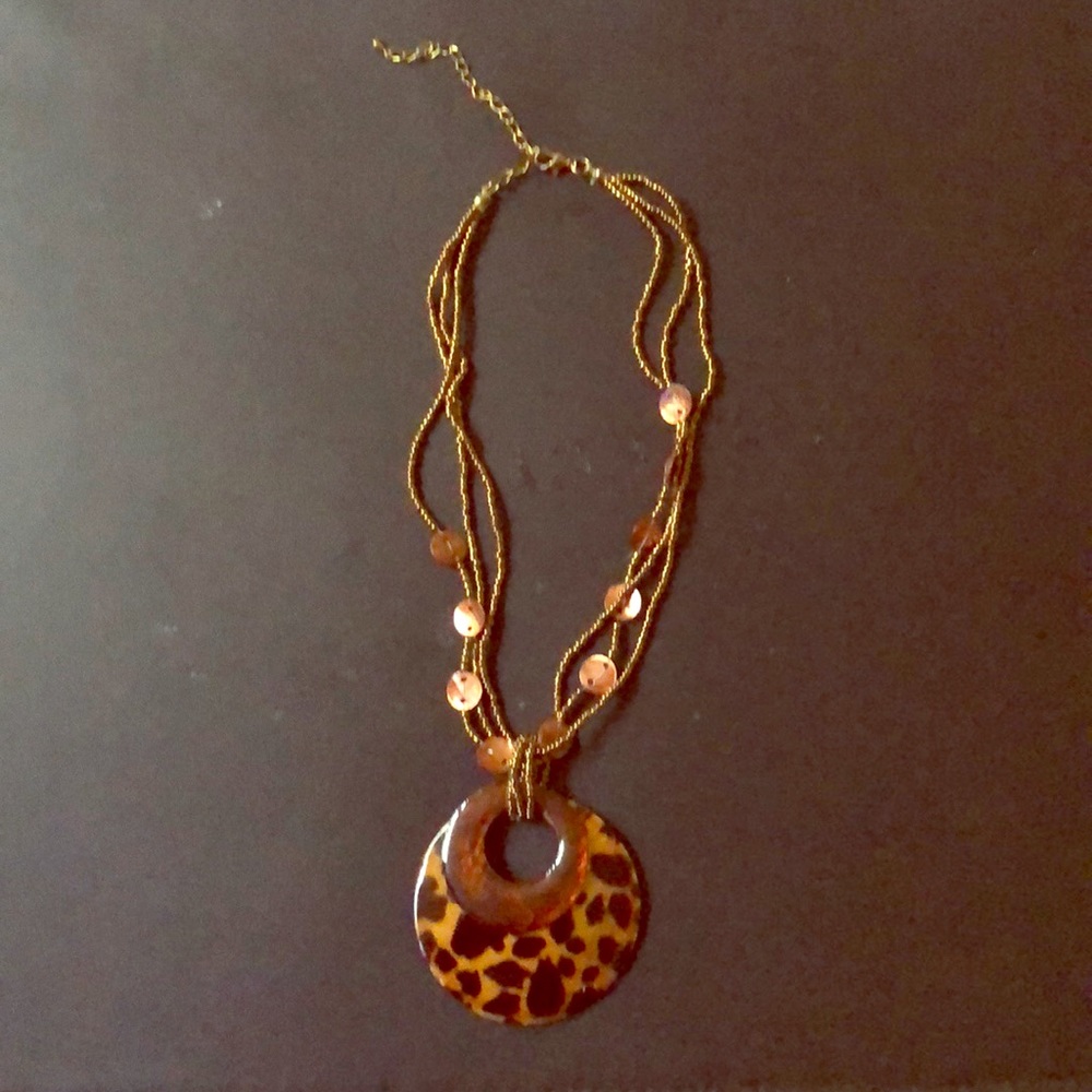 Brown animal print necklace